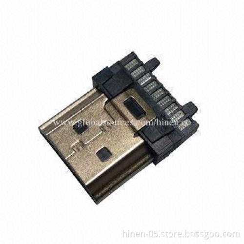 HDMI® Connector, A Type, Plug, Direct Wire Soldering, 40V AC Input Voltage